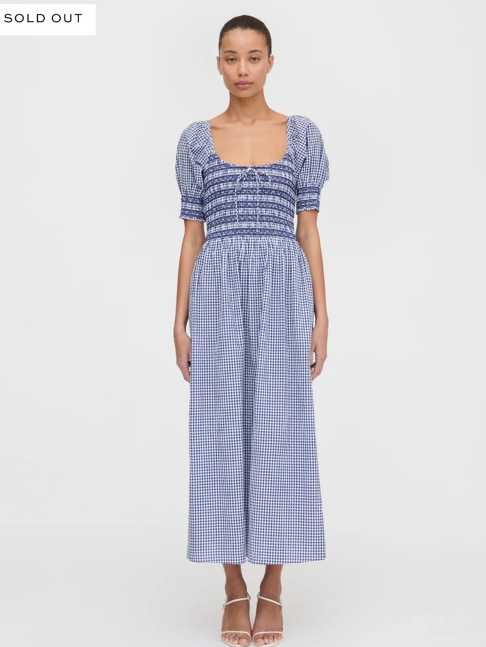 Hill House Blue and White Gingham Smocked Midi Dress
